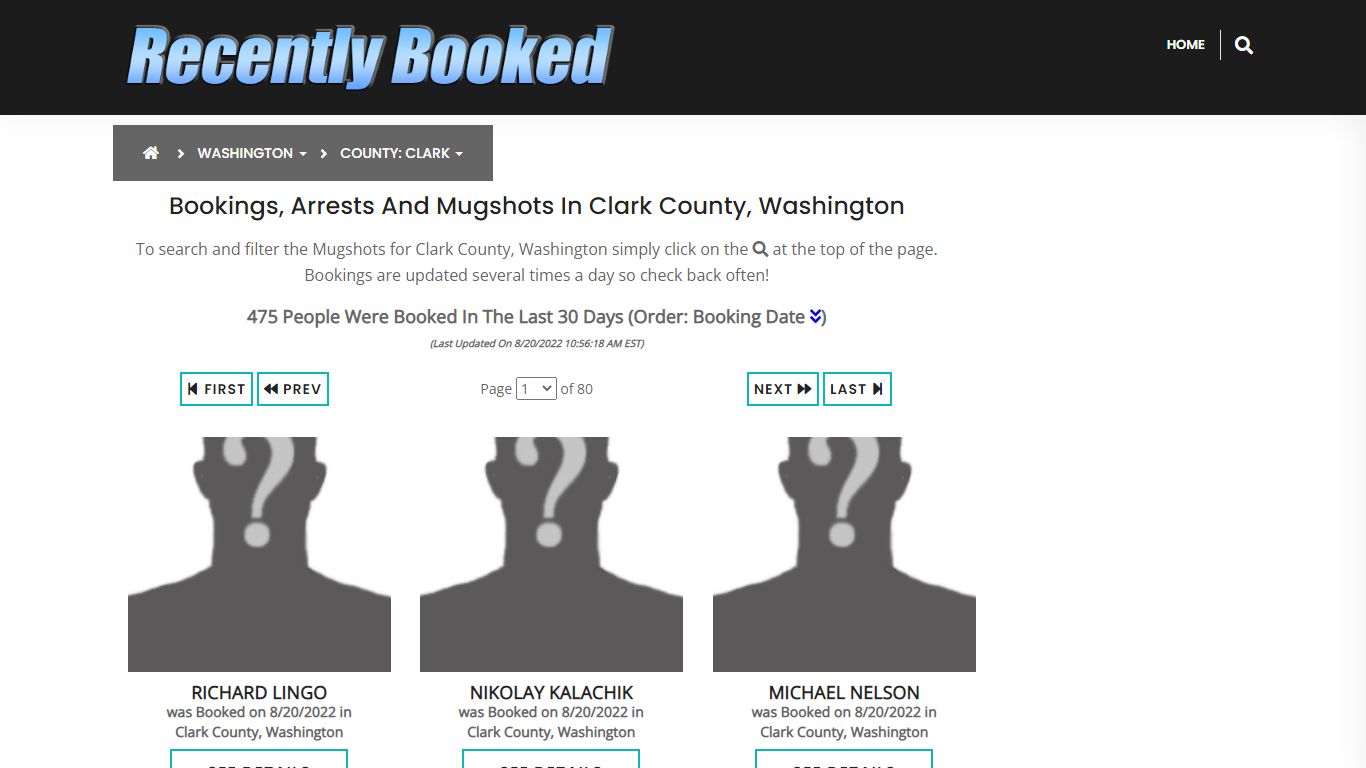 Recent bookings, Arrests, Mugshots in Clark County, Washington